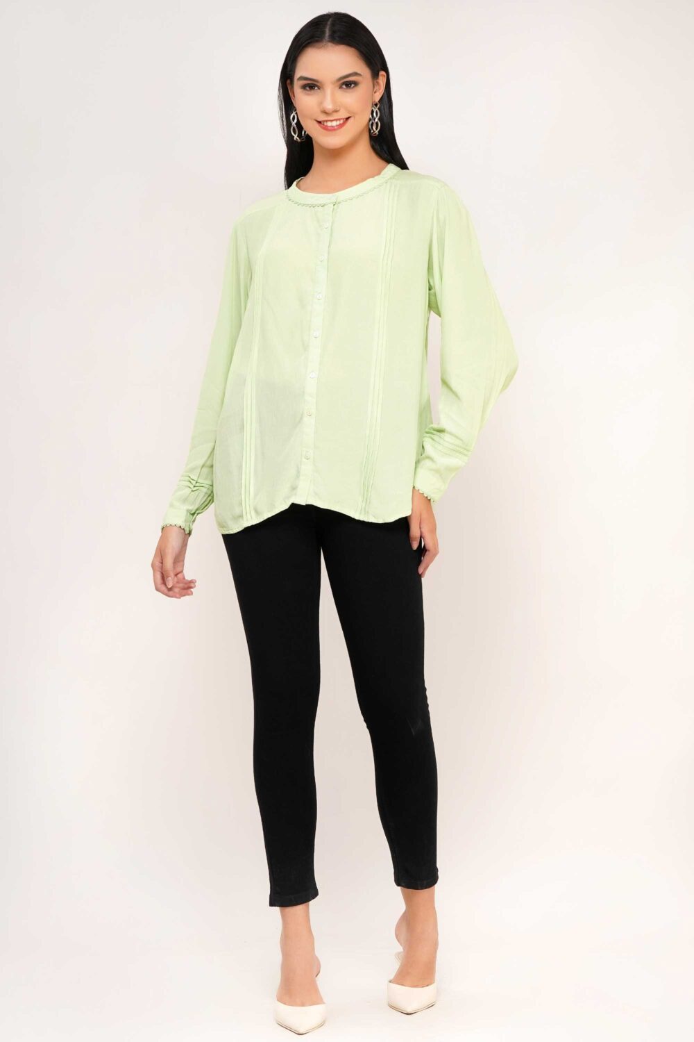 Pintuck Detail Viscose Top
